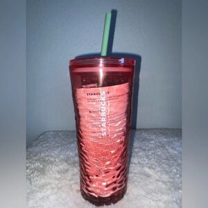💗Starbucks 2022 Fall ‘Hammered Begonia’ Pink Glass Cold Cup Tumbler